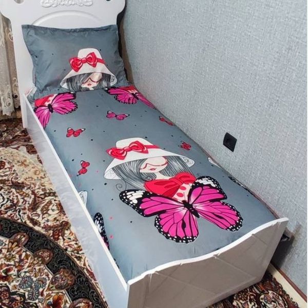 روتختی دخترانه طوسی صورتی یک نفره نیم ست یکفره دخترانه پروانه