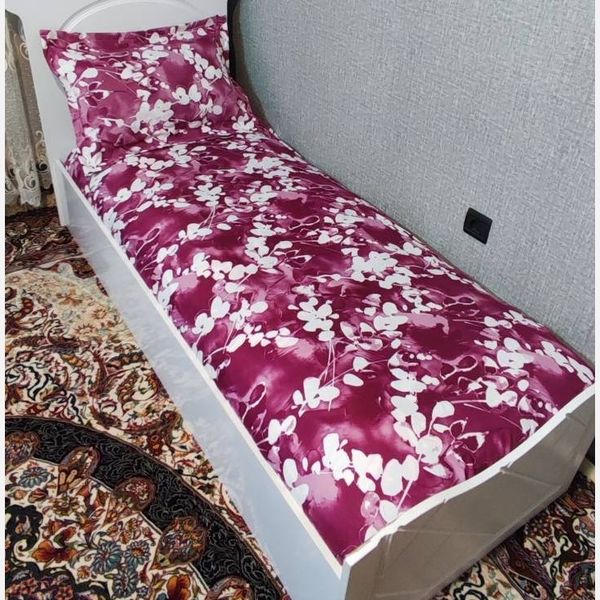 روتختی یک نفره روکش تخت یکنفره زرشکی صورتی گل سفید