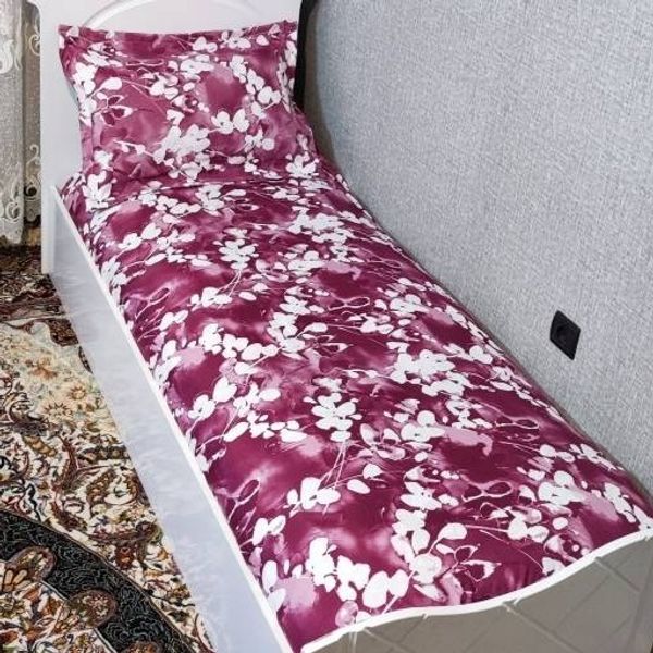 روتختی یک نفره روکش تخت یکنفره زرشکی صورتی گل سفید