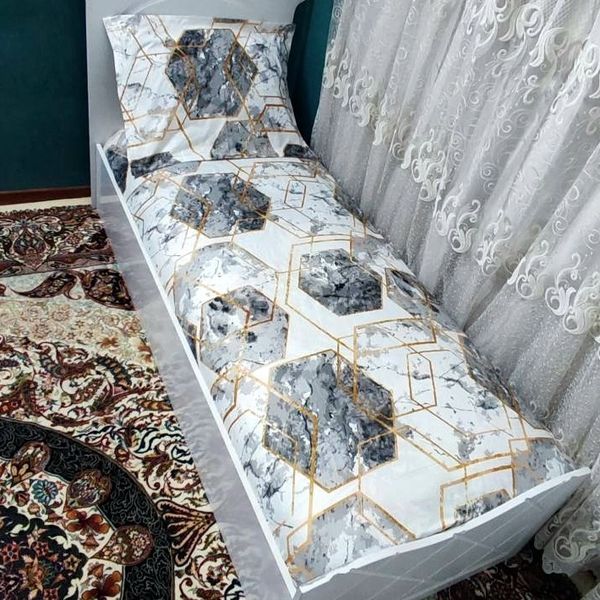 روتختی یک نفره طوسی سنگی طلایی سفید روکش تخت یک نفره