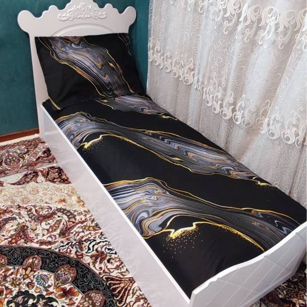 قیمت ارزان روتختی یک نفره مشکی طلایی روکش تشک سایه طوسی