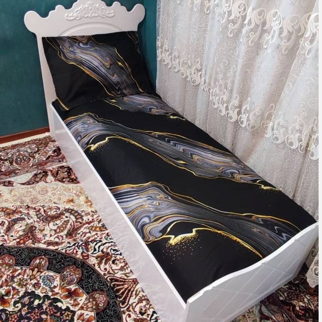خرید انلاین روتختی یک نفره مشکی طلایی روکش تشک سایه طوسی
