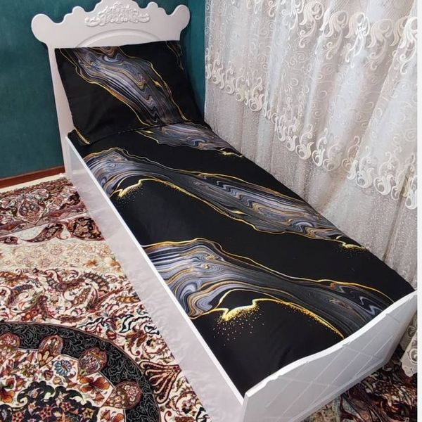 روتختی یک نفره مشکی طلایی روکش تشک سایه طوسی
