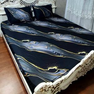 قیمت روتختی دونفره مشکی خط طلایی سایه طوسی محلفه کش دار دونفره