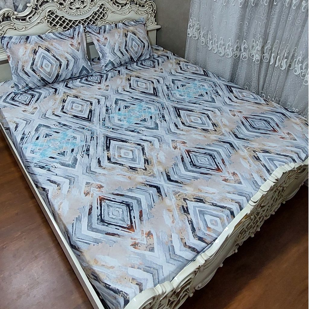 خرید اینترنتی روتختی دونفره کشدوزی شده نیم ست ملحفه دونفره