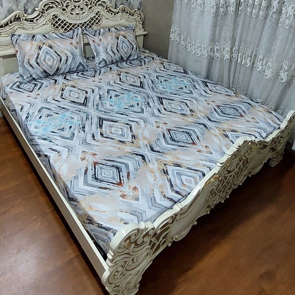 خرید اینترنتی روتختی دونفره کشدوزی شده نیم ست ملحفه دونفره