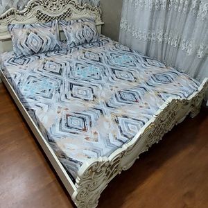 خرید اینترنتی روتختی دونفره کشدوزی شده نیم ست ملحفه دونفره