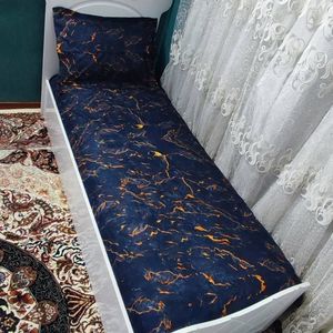 فروش اینترنتی روتختی سورمه ای سیر یک نفره ماربل سورمه ای تیره