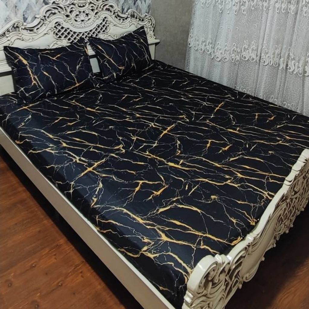 قیمت روتختی ملحفه دونفره ماربل مشکی