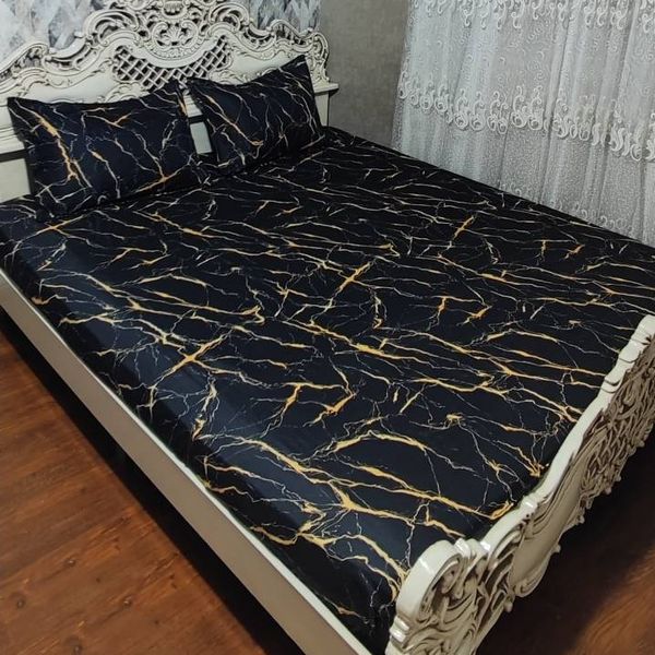 روتختی ملحفه دونفره ماربل مشکی