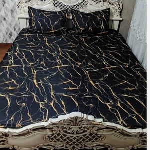روتختی ملحفه دونفره ماربل مشکی