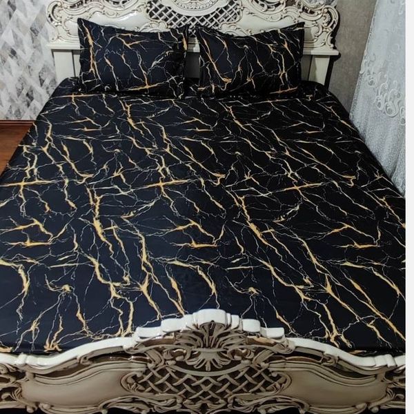 روتختی ملحفه دونفره ماربل مشکی