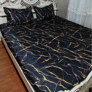مشخصات روتختی ملحفه دونفره ماربل مشکی