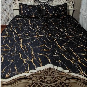 فروش اینترنتی روتختی ملحفه دونفره ماربل مشکی