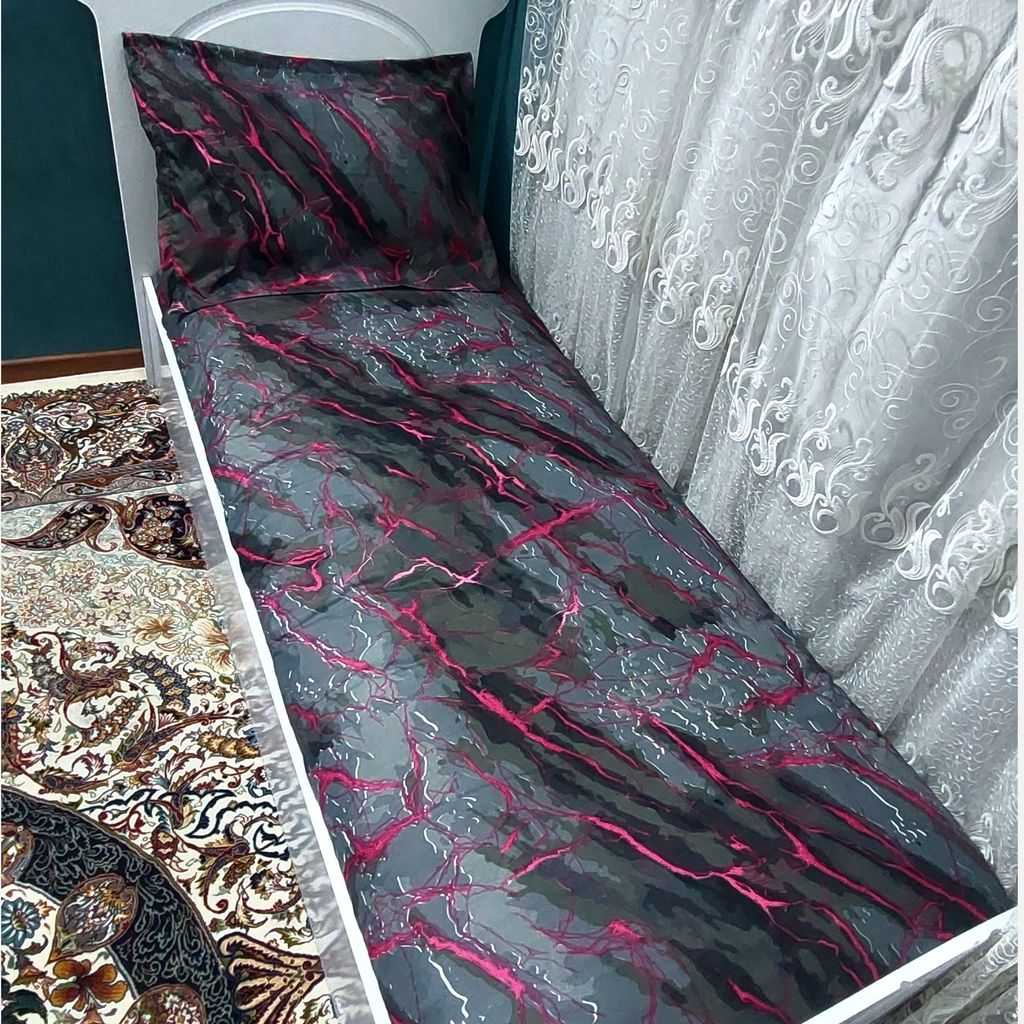 مشخصات روتختی یک نفره  صورتی با روبالش زیپ دار  ماربل