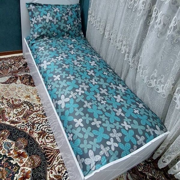 روتختی یک نفره کش دوزی پاییزی روکش تشک یکنفره ابی فیروزه ای طوسی