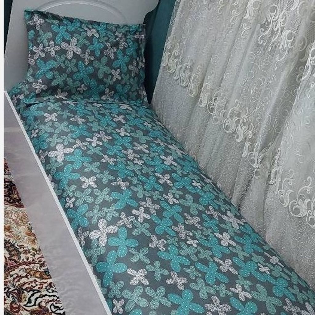 مشخصات روتختی یک نفره کش دوزی پاییزی روکش تشک یکنفره ابی فیروزه ای طوسی