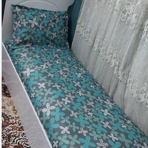 مشخصات روتختی یک نفره کش دوزی پاییزی روکش تشک یکنفره ابی فیروزه ای طوسی