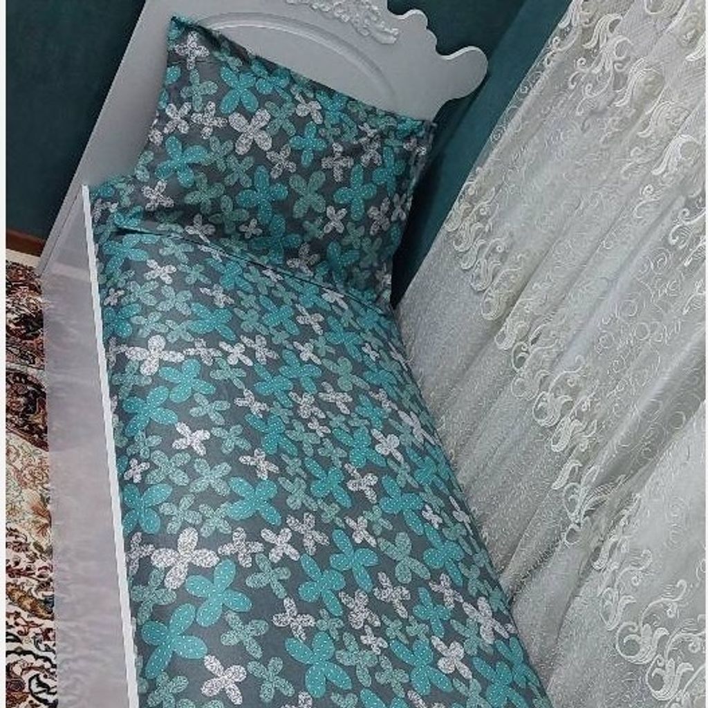 خرید اینترنتی روتختی یک نفره کش دوزی پاییزی روکش تشک یکنفره ابی فیروزه ای طوسی