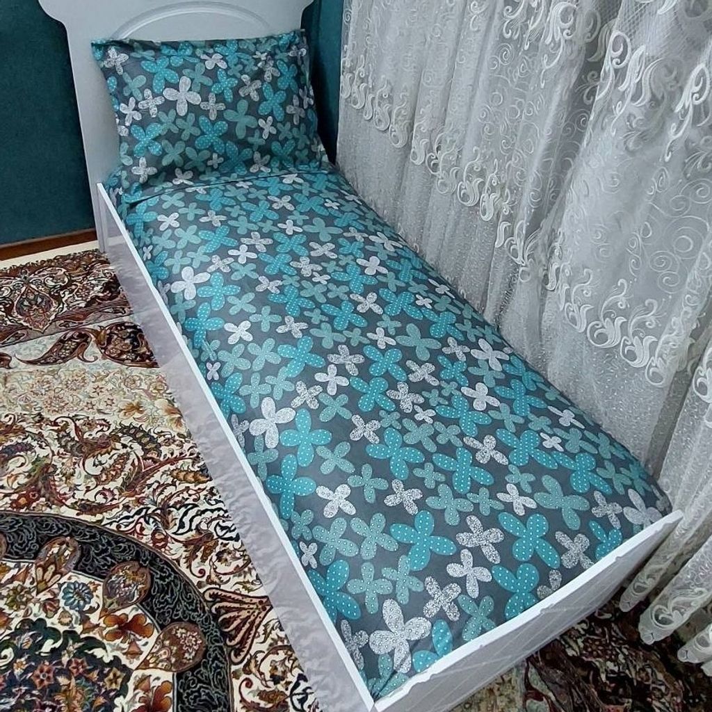 خرید آنلاین روتختی یک نفره کش دوزی پاییزی روکش تشک یکنفره ابی فیروزه ای طوسی