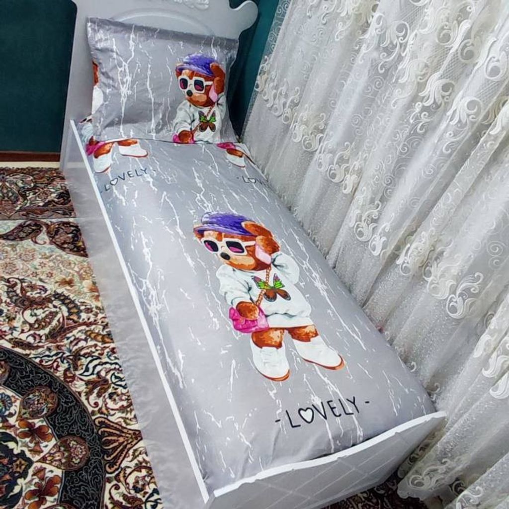 خرید آنلاین روتختی تشک تخت دخترانه عروسکی تدی یک نفره