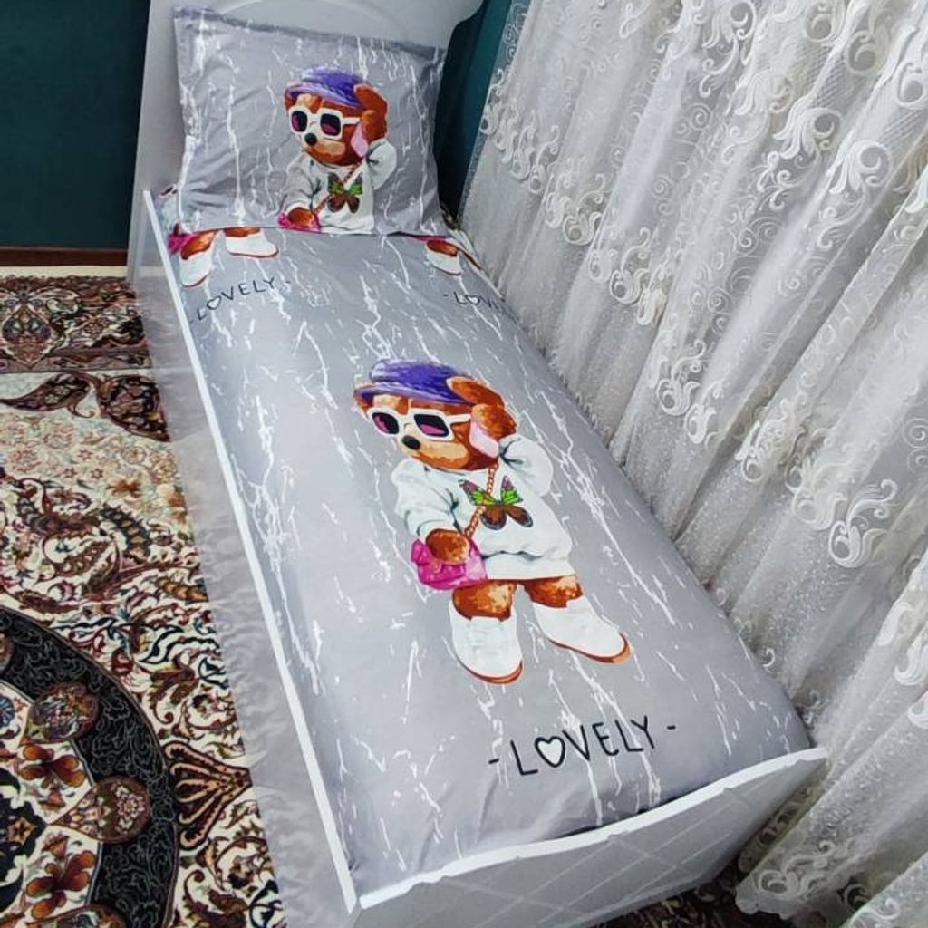 خرید انلاین روتختی تشک تخت دخترانه عروسکی تدی یک نفره