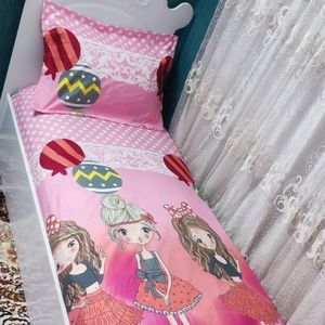 قیمت ارزان روتختی یک نفره عروسکی دخترانه صورتی