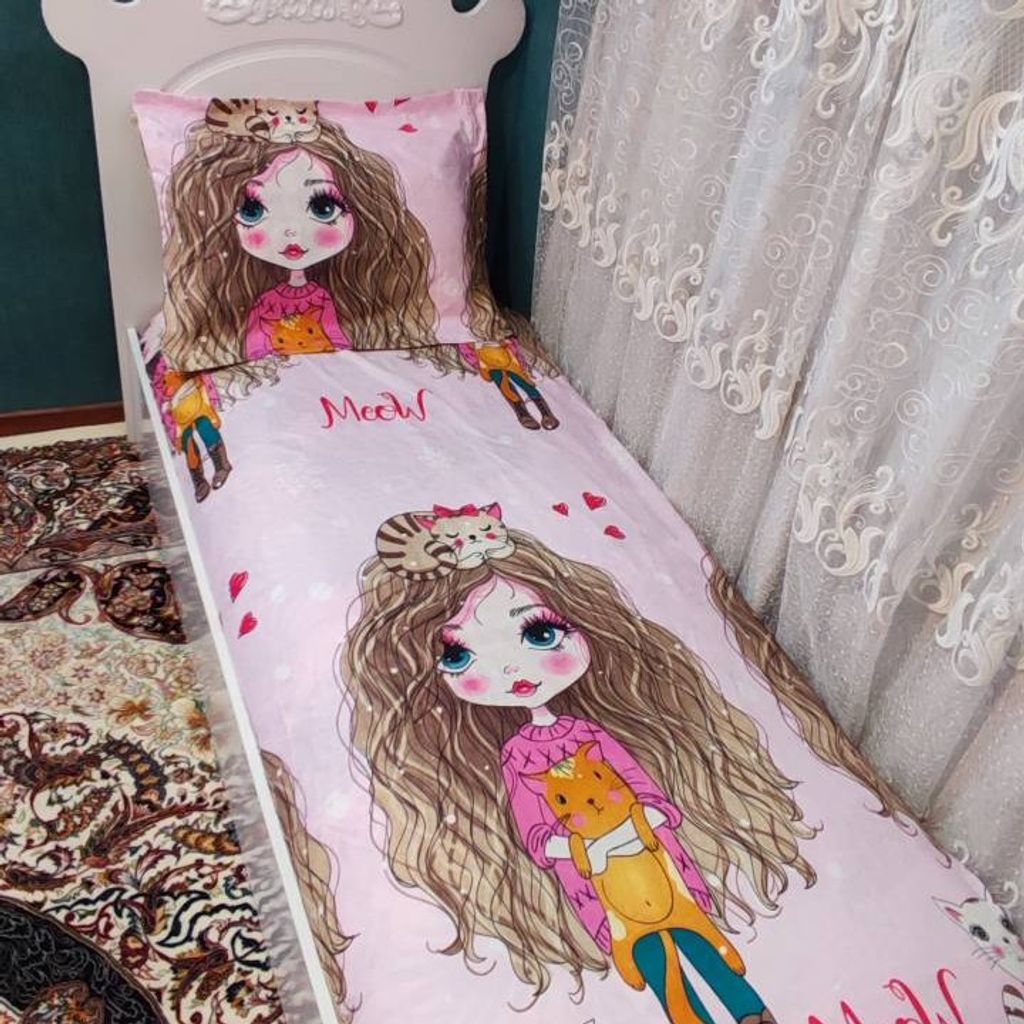 خرید اینترنتی روتختی عروسکی دخترانه دختر موفر فری یک نفره کشدوزی شده