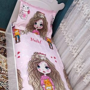 خرید انلاین روتختی عروسکی دخترانه دختر موفر فری یک نفره کشدوزی شده