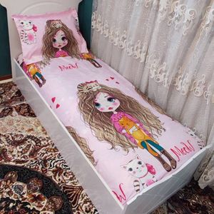 قیمت ارزان روتختی عروسکی دخترانه دختر موفر فری یک نفره کشدوزی شده