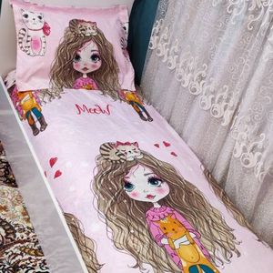 خرید انلاین روتختی عروسکی دخترانه دختر موفر فری یک نفره کشدوزی شده