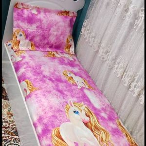 خرید انلاین روتختی یک نفره دخترانه تک شاخ دورکش صورتی