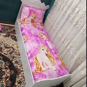 خرید اینترنتی روتختی یک نفره دخترانه تک شاخ دورکش صورتی