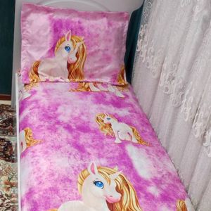 قیمت ارزان روتختی یک نفره دخترانه تک شاخ دورکش صورتی