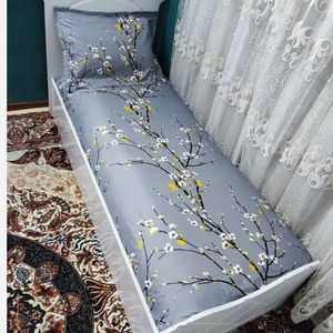 فروش اینترنتی روتختی یک نفره دور کشدوزی شده طرح طوسی خاکستری شکوفه