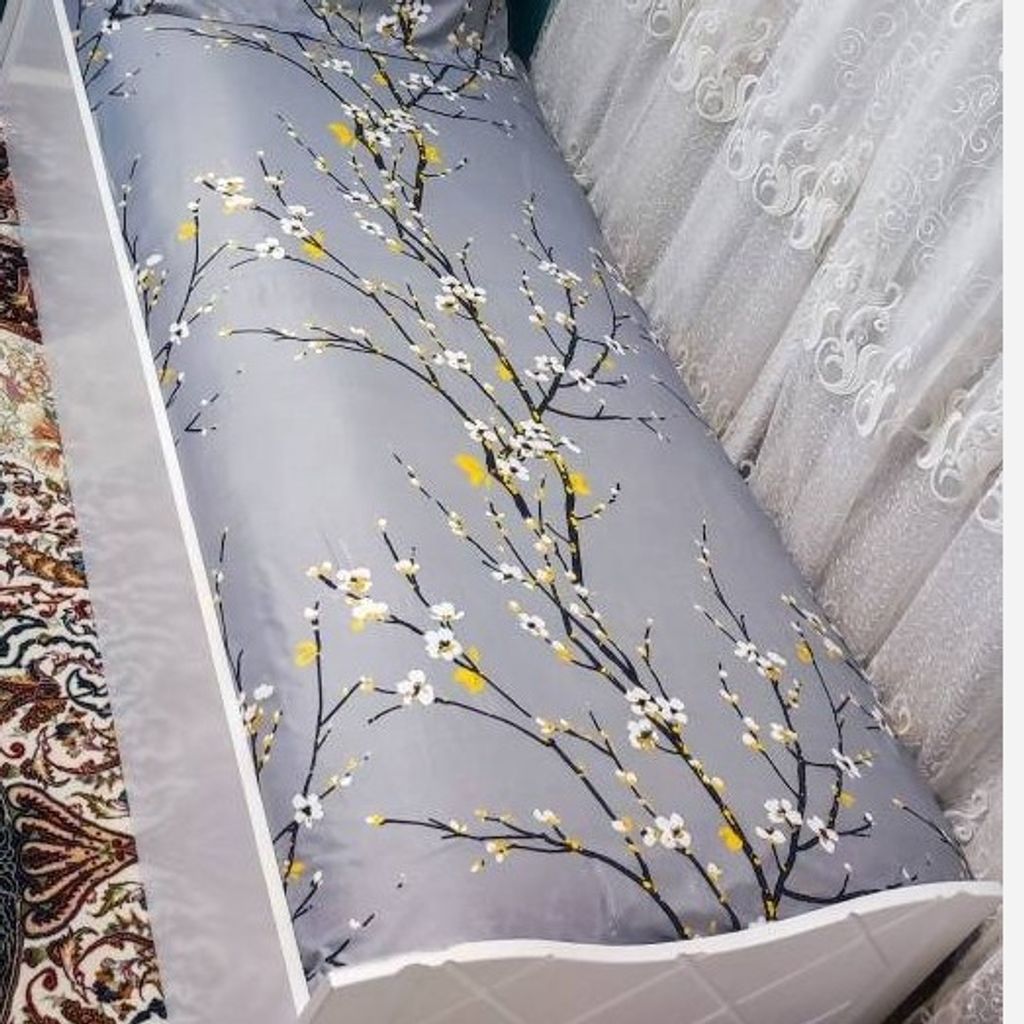 خرید آنلاین روتختی یک نفره دور کشدوزی شده طرح طوسی خاکستری شکوفه