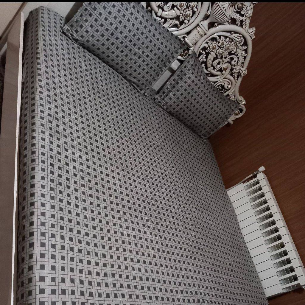 قیمت ارزان روتختی دونفره دور کشدار طوسی مربع ریز