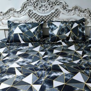 ملحفه کشدار تخت دونفره طرح سه بعدی اینه ای