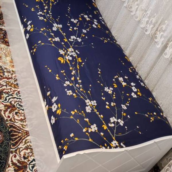 کاور کشدوزی شده تشک تخت تک نفره سورمه ای شکوفه