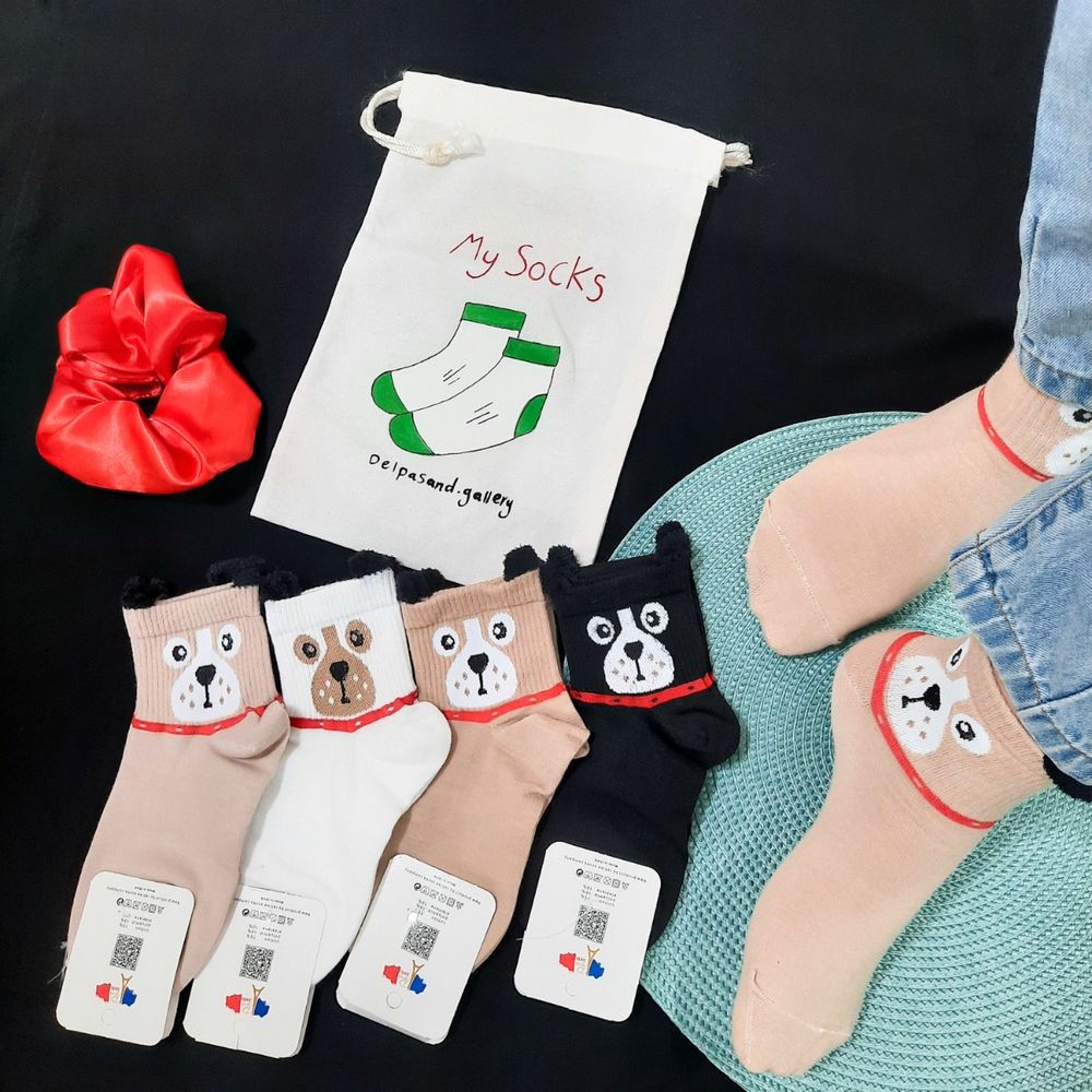 فروش اینترنتی جوراب مچی زنانه طرح سگ گوشدار