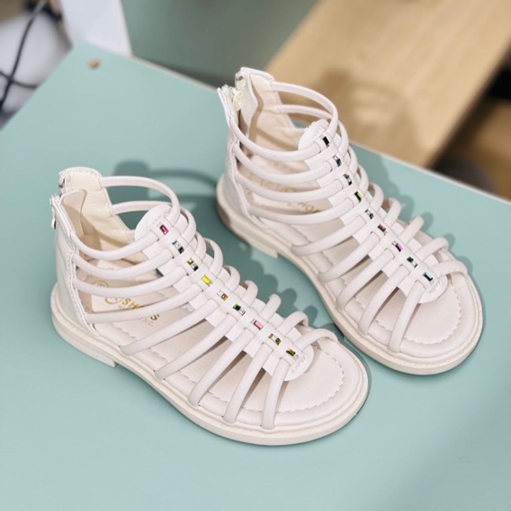 خرید اینترنتی قیمت صندل دخترانه طرح گلادیاتور بند ریز برند Kshoes کد 4010701