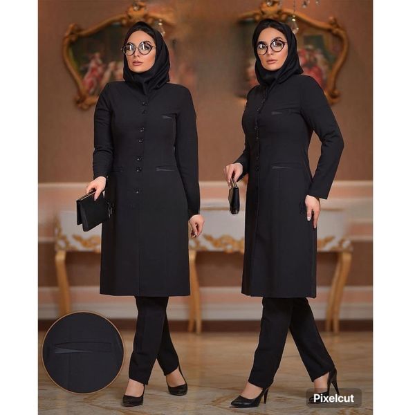 مانتو شلوار اداری فیونا یقه خشتی آستردار