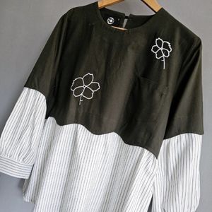 فروش اینترنتی شومیز مانتویی مزونی گلدوزی تا سایز 52