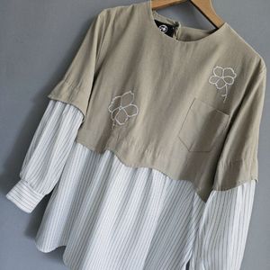 خرید انلاین شومیز مانتویی مزونی گلدوزی تا سایز 52