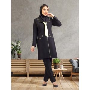 قیمت مانتو شلوار اداری زنانه کرواتی سورمه ای خرجکار قرمز