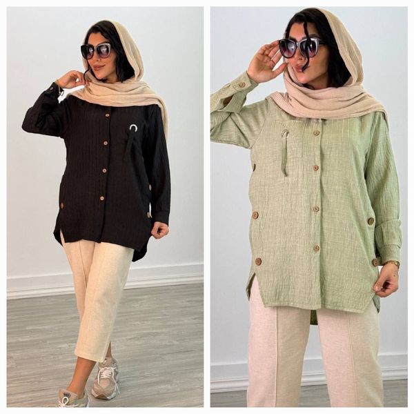 مانتو زنانه طرح جیب پرچی
