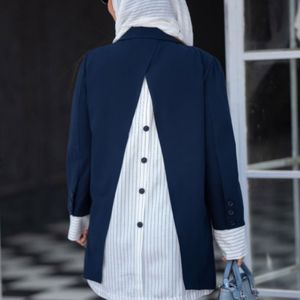 خرید اینترنتی مانتو کتی پشت راه راه پینترستی تا سایز 52