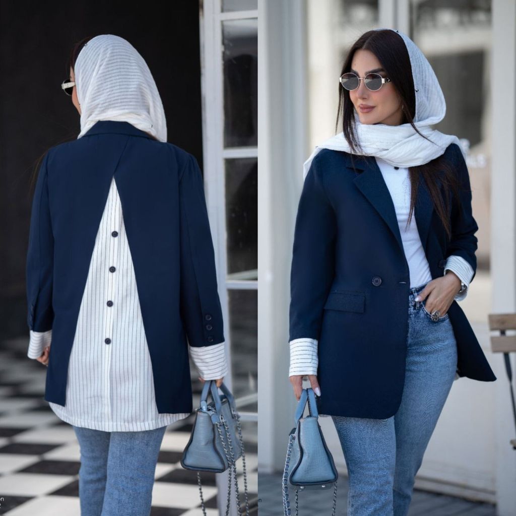 مشخصات مانتو کتی پشت راه راه پینترستی تا سایز 52