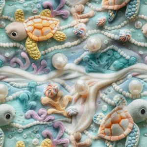 پارچه مخمل طرح سه بعدی لاک پشت کد 5013447