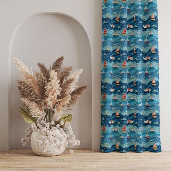 پارچه مخمل طرح سه بعدی دریای کارتونی کد 5013448